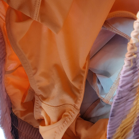 ATHLETA Printed Mesh Racer Run Short 4" Stretch Pink Orange Sz 1X Shorts - Picture 3 of 7